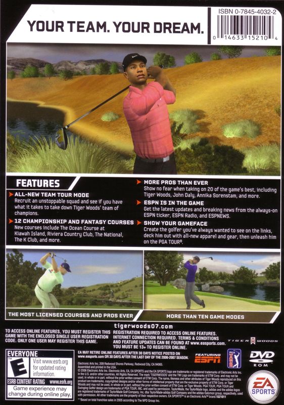 Back Cover for Tiger Woods PGA Tour 07 (Windows)