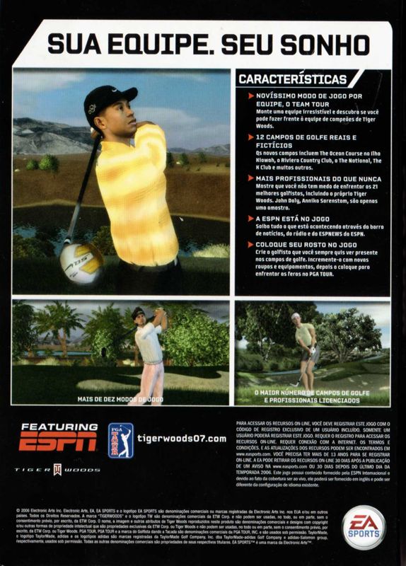 Back Cover for Tiger Woods PGA Tour 07 (Windows)