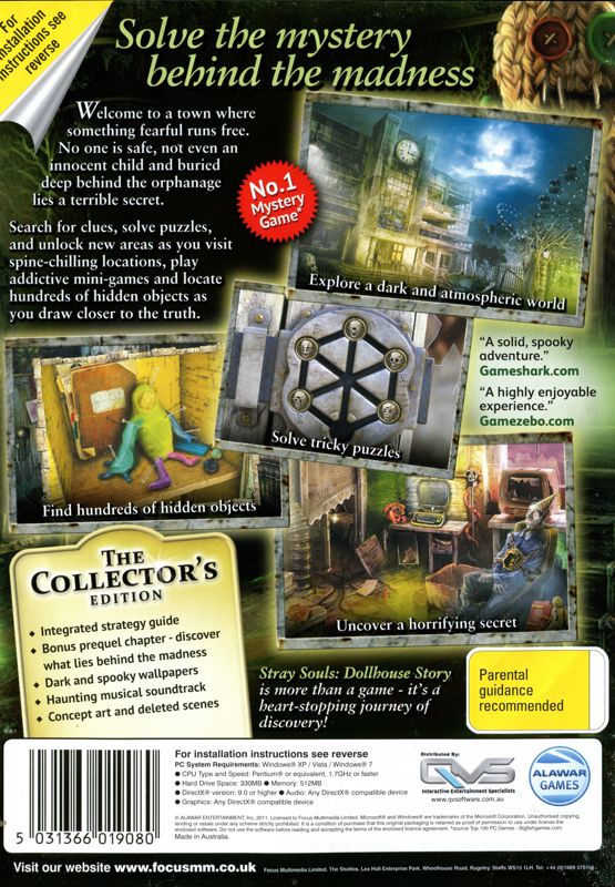 Back Cover for Stray Souls: Dollhouse Story (Collectors Edition) (Windows)