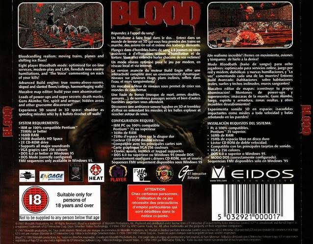 Other for Blood (DOS): Jewel Case - Back