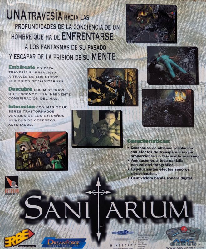 Back Cover for Sanitarium (Windows)