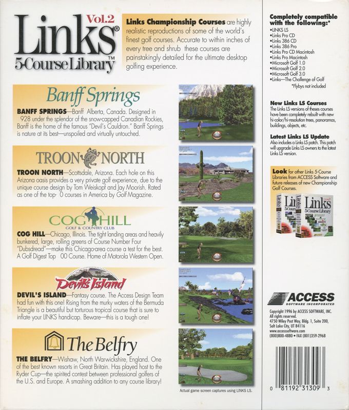 Back Cover for Links: 5-Course Library - Volume 2 (DOS and Macintosh and Windows)