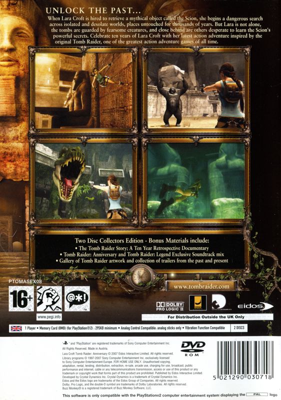 Back Cover for Lara Croft: Tomb Raider - Anniversary (Collectors Edition) (PlayStation 2) (European English release)