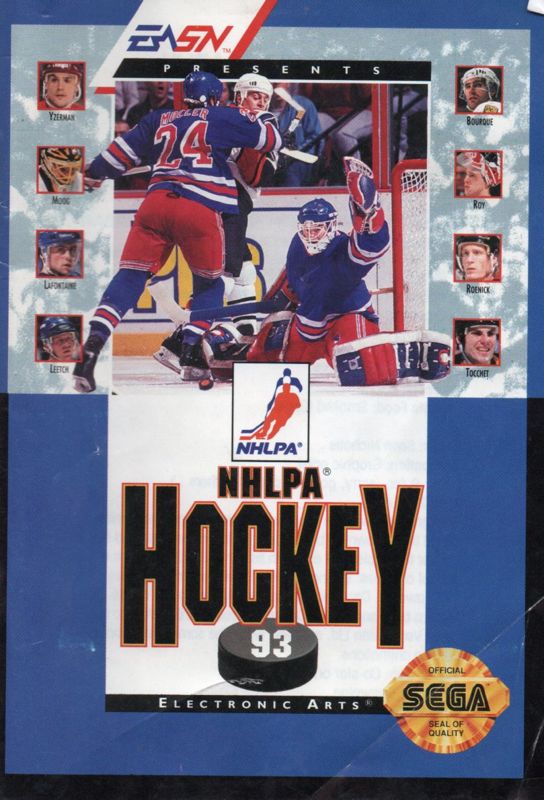 Manual for NHLPA Hockey '93 (Genesis): Front