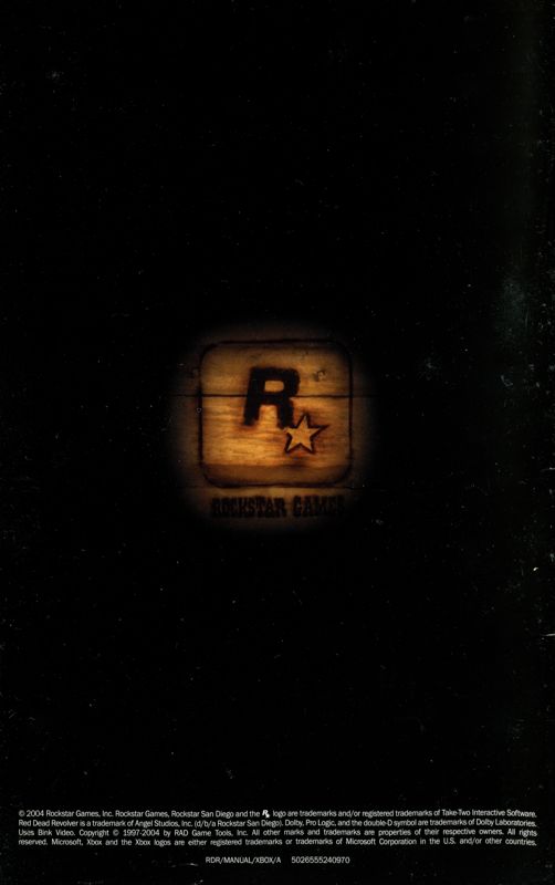 Manual for Red Dead Revolver (Xbox): Back