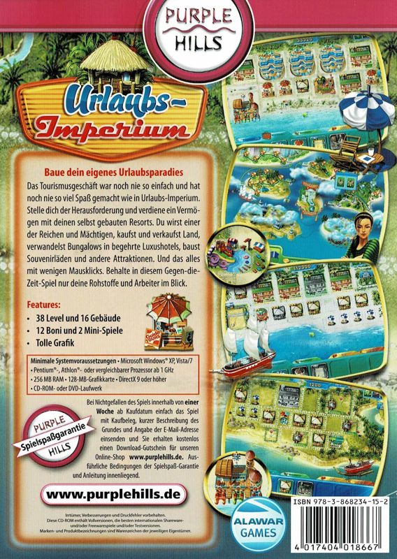 Back Cover for Vacation Mogul (Windows) (Purple Hills release)