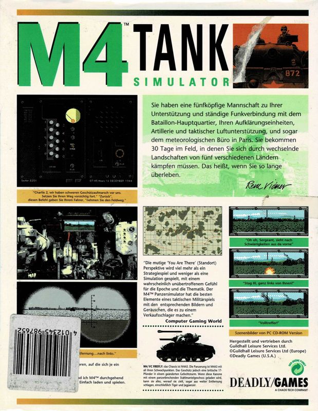Back Cover for M4 Tank Simulator (Windows 3.x)