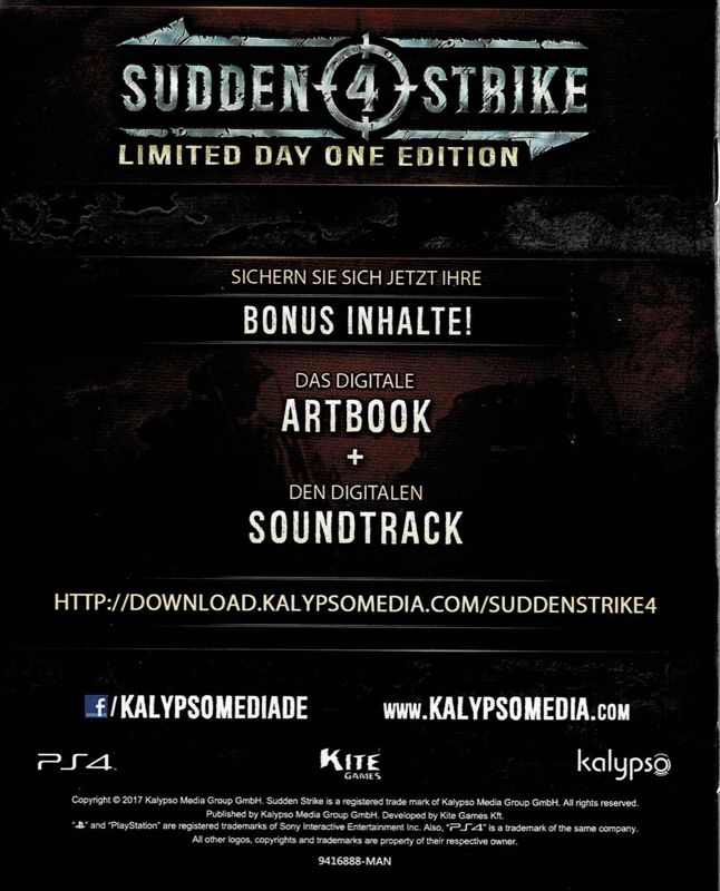 Manual for Sudden Strike 4 (Steelbook Edition) (PlayStation 4): Back