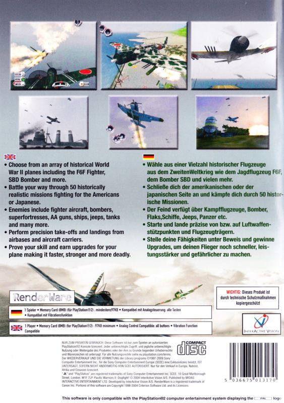 Back Cover for Dogfight: Battle for the Pacific (PlayStation 2) (Re-release)