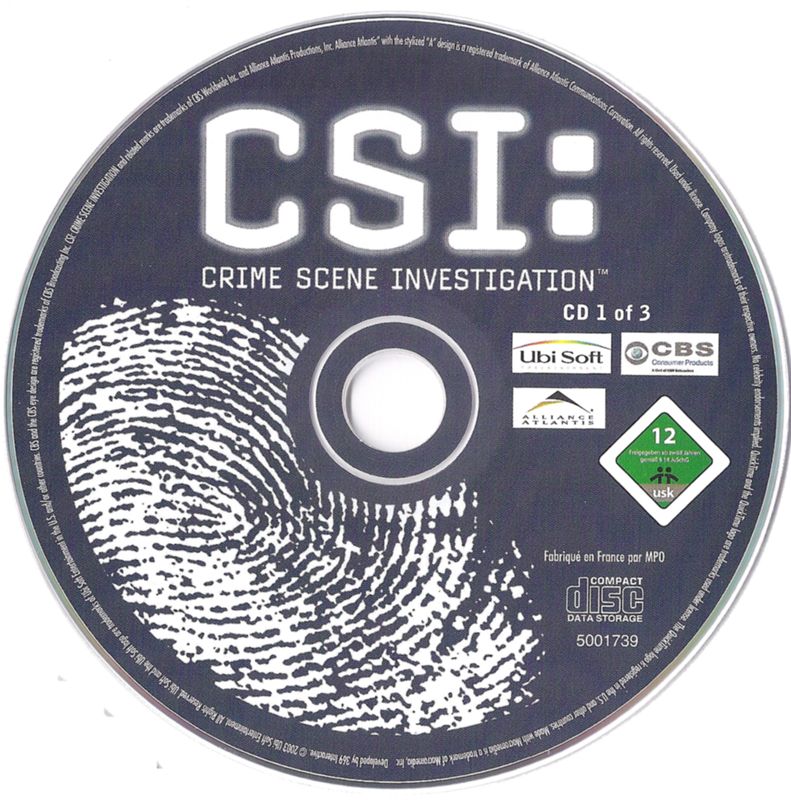 Media for CSI: Crime Scene Investigation (Windows): Disc 1
