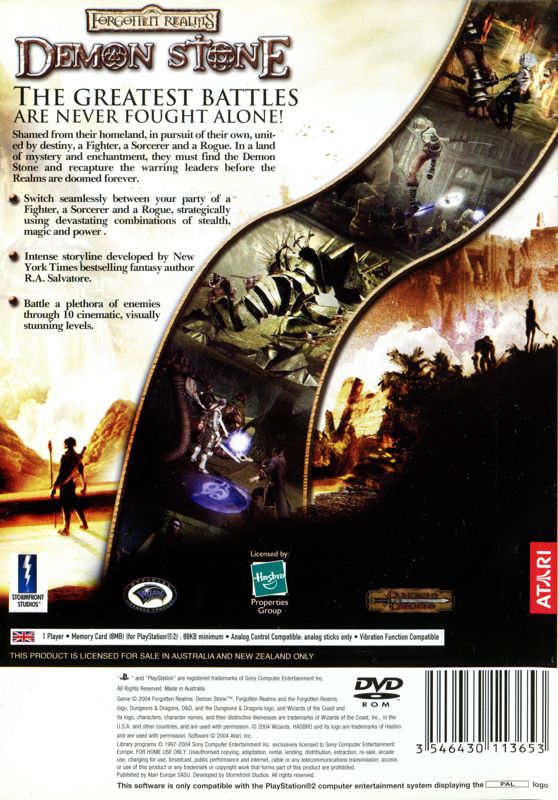 Back Cover for Forgotten Realms: Demon Stone (PlayStation 2)