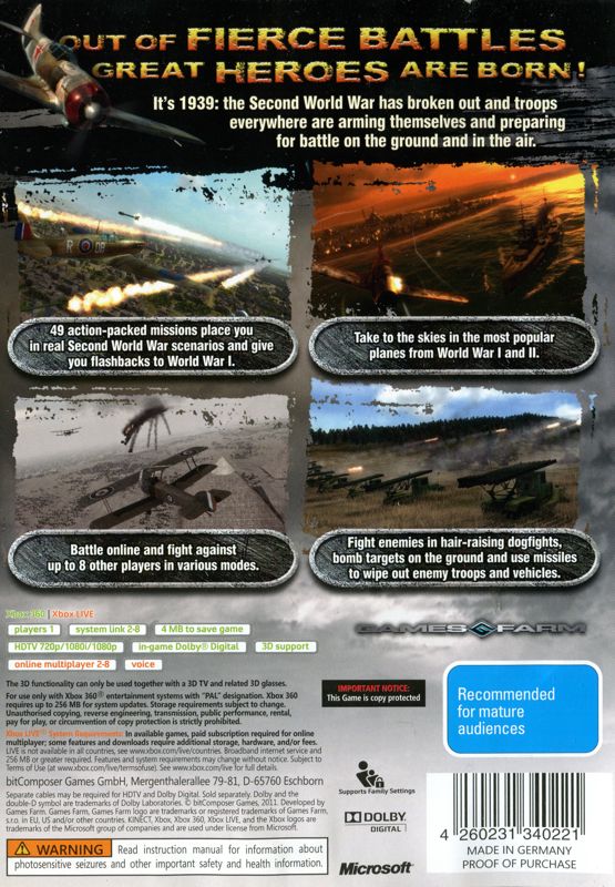 Back Cover for Air Conflicts: Secret Wars (Xbox 360)