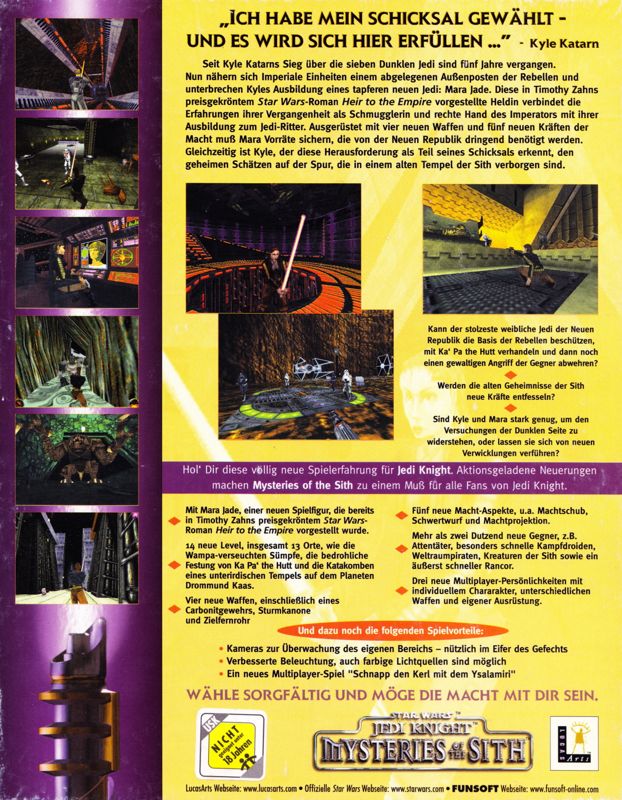 Back Cover for Star Wars: Jedi Knight - Mysteries of the Sith (Windows)