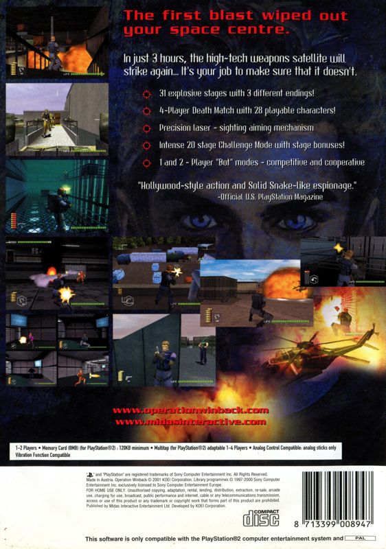 Back Cover for WinBack: Covert Operations (PlayStation 2)