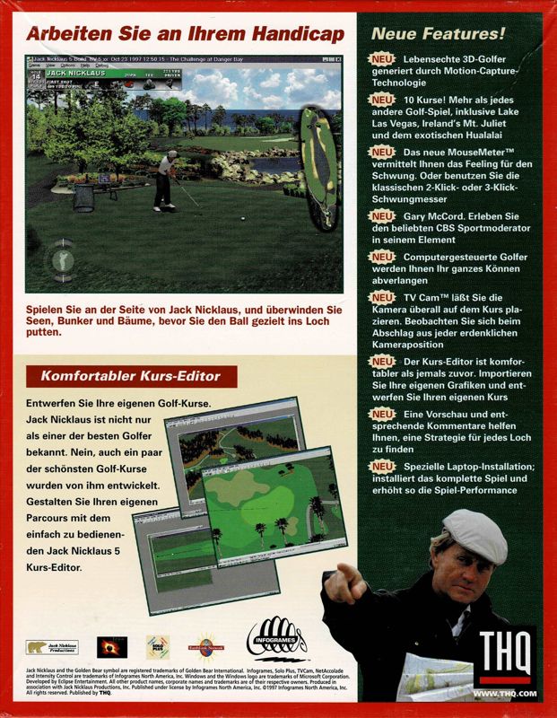 Back Cover for Jack Nicklaus 5 (Windows) (Second release ( Manual pdf. on Disc ))