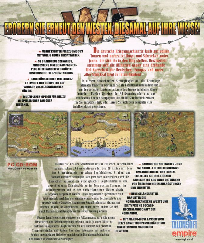 Back Cover for TalonSoft's West Front (Windows) (Hammer Preis! Release)