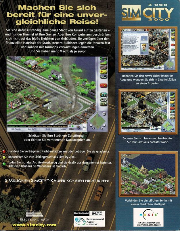 Back Cover for SimCity 3000 (Windows)