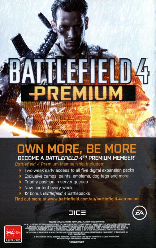 Manual for Battlefield 4 (Xbox 360): Back