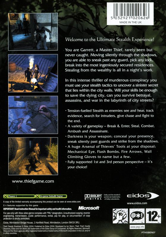 Thief: Deadly Shadows cover or packaging material - MobyGames