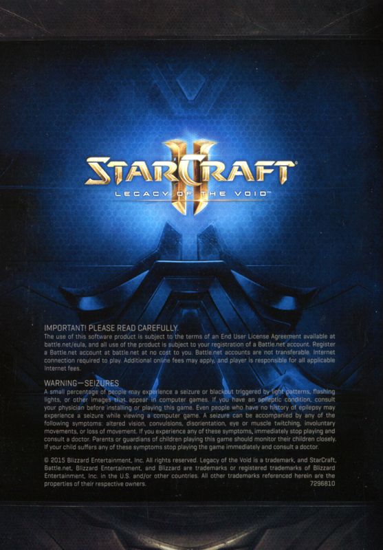 Manual for StarCraft II: Legacy of the Void (Macintosh and Windows): Back