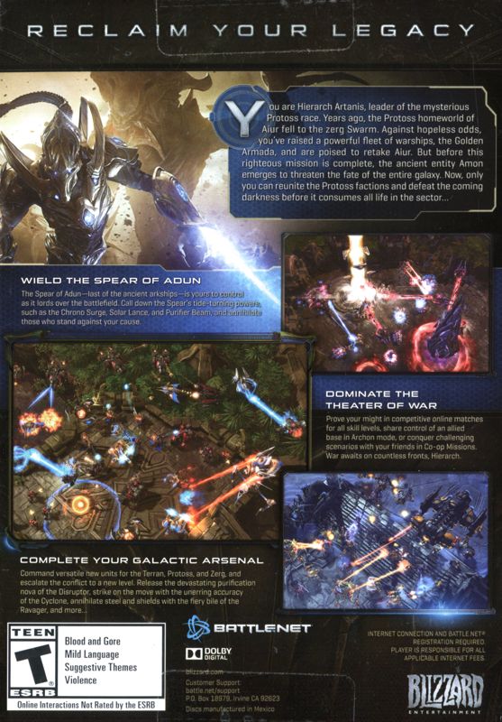 Back Cover for StarCraft II: Legacy of the Void (Macintosh and Windows)