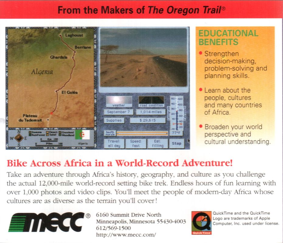 Other for Africa Trail (Macintosh and Windows and Windows 3.x): Jewel Case - Back Cover