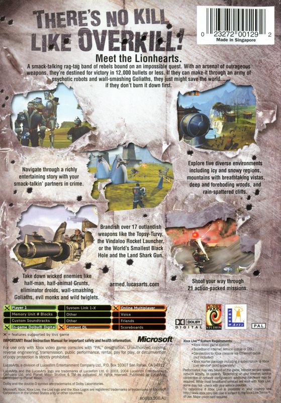 Back Cover for Armed and Dangerous (Xbox)