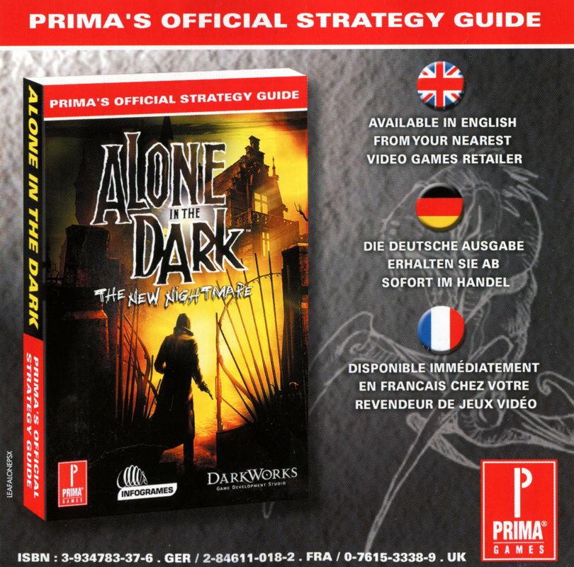 Advertisement for Alone in the Dark: The New Nightmare (PlayStation): Alone in the Dark flyer - Back