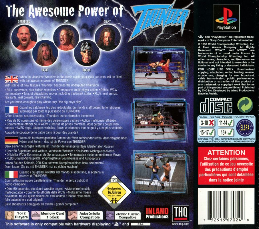 Back Cover for WCW/NWO Thunder (PlayStation)