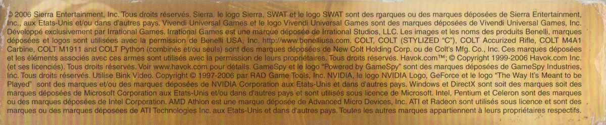 Spine/Sides for SWAT 4: Gold Edition (Windows): Bottom