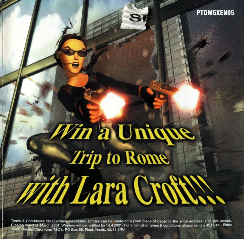 Advertisement for Tomb Raider: Chronicles (PlayStation): Meet Lara Croft survey - font