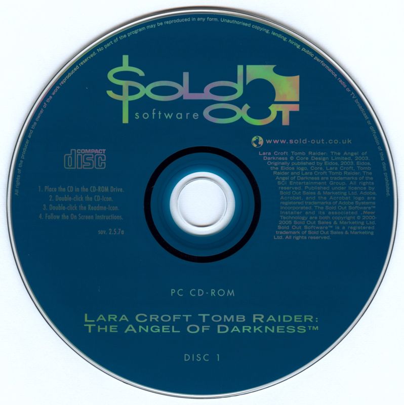 Media for Lara Croft: Tomb Raider - The Angel of Darkness (Windows) (Sold Out Software release): Disc 1