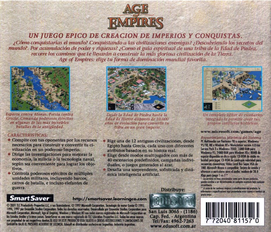 Back Cover for Age of Empires (Windows) (SmartSaver Release)