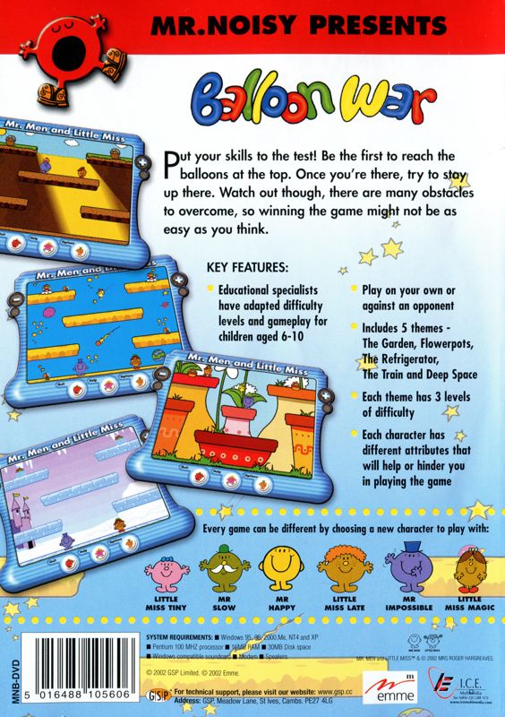 Back Cover for Mr. Noisy Presents Balloon War (Windows)