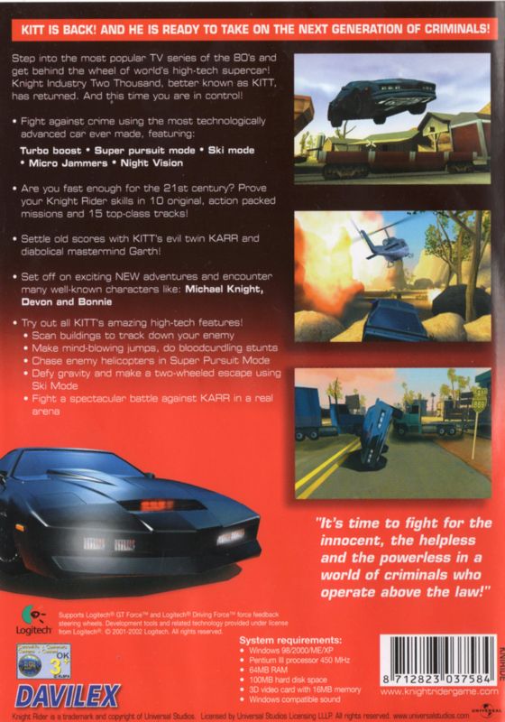 Knight Rider Handheld Game Knight Rider: The Game cover or packaging material - MobyGames