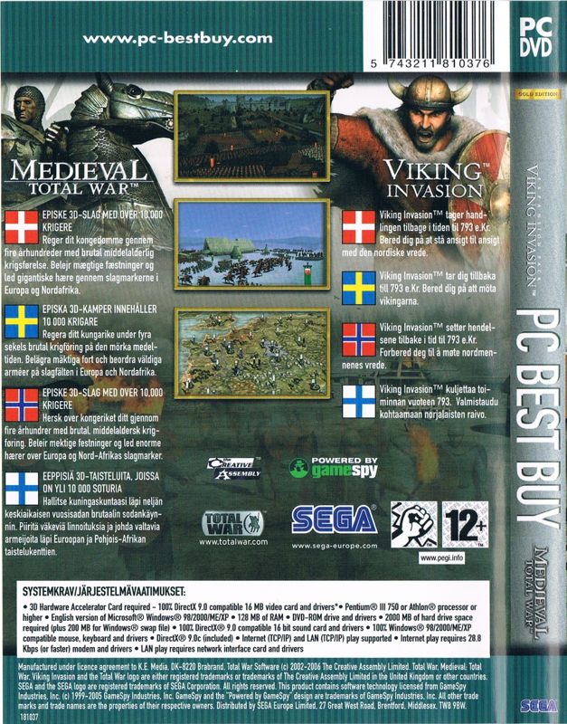 Back Cover for Medieval: Total War - Battle Collection (Windows) (Best Buy release)