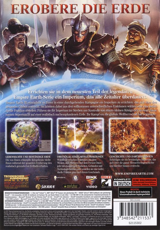 Back Cover for Empire Earth III (Windows)