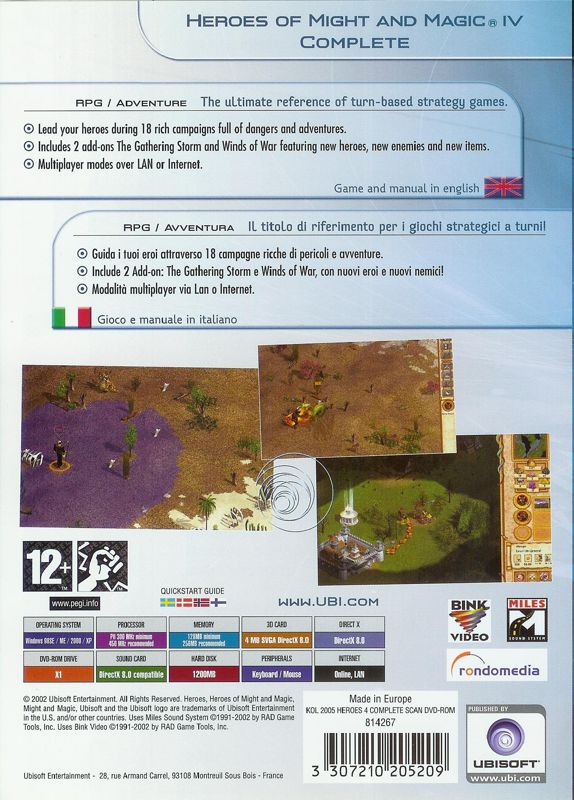 Back Cover for Heroes of Might and Magic IV: Complete (Windows) (Ubisoft eXclusive release)