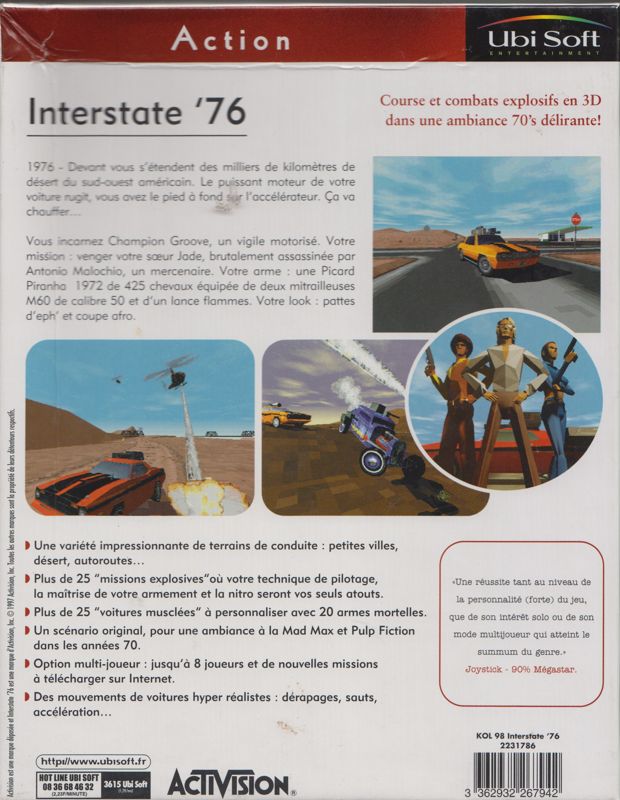 Back Cover for Interstate '76 (Windows) (Ubi Soft Collection Classique release)