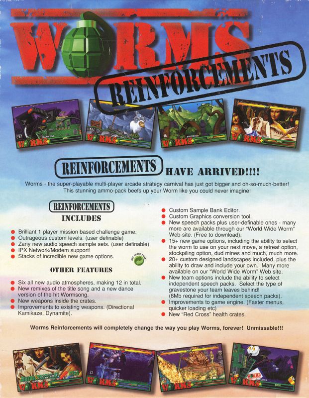 Back Cover for Worms: Reinforcements (DOS)