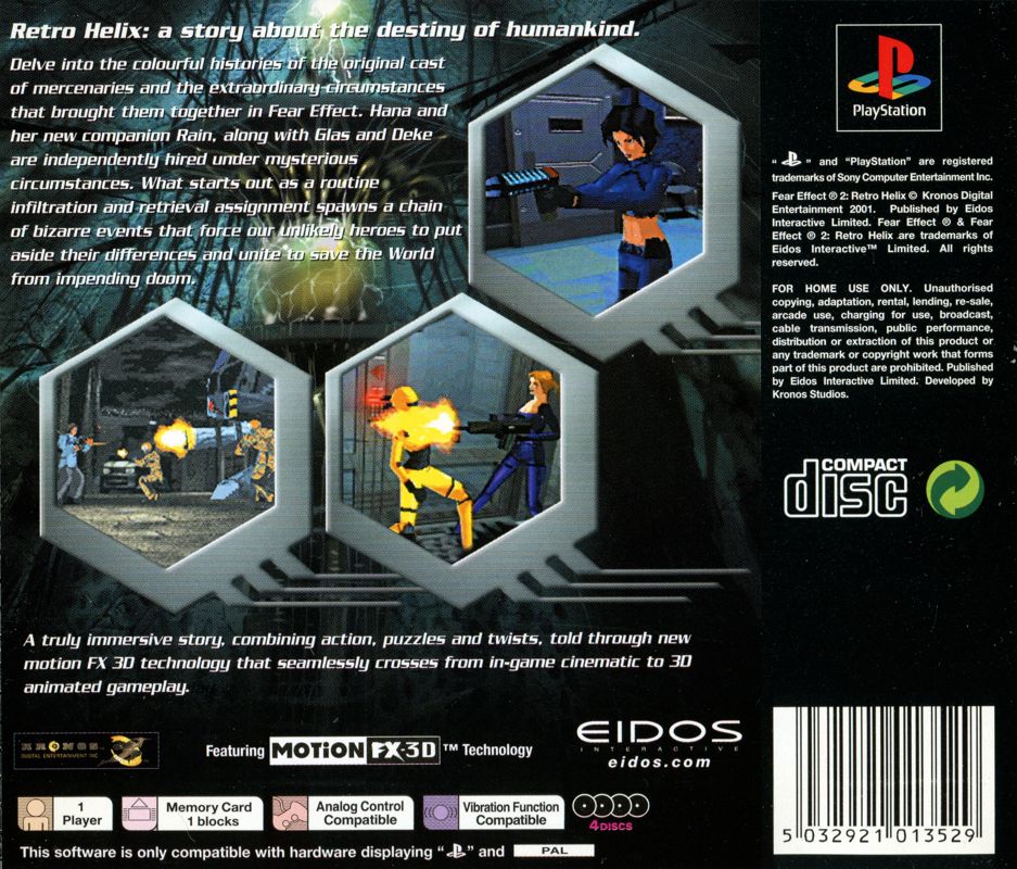 Back Cover for Fear Effect 2: Retro Helix (PlayStation)