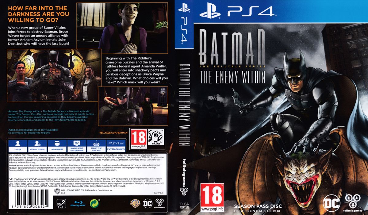 Full Cover for Batman: The Telltale Series - The Enemy Within (PlayStation 4)