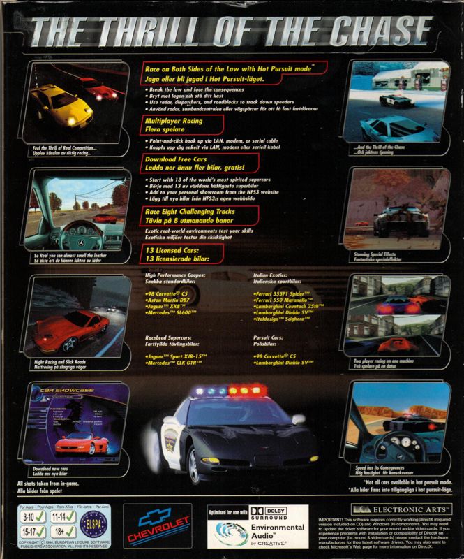 Back Cover for Need for Speed III: Hot Pursuit (Windows)