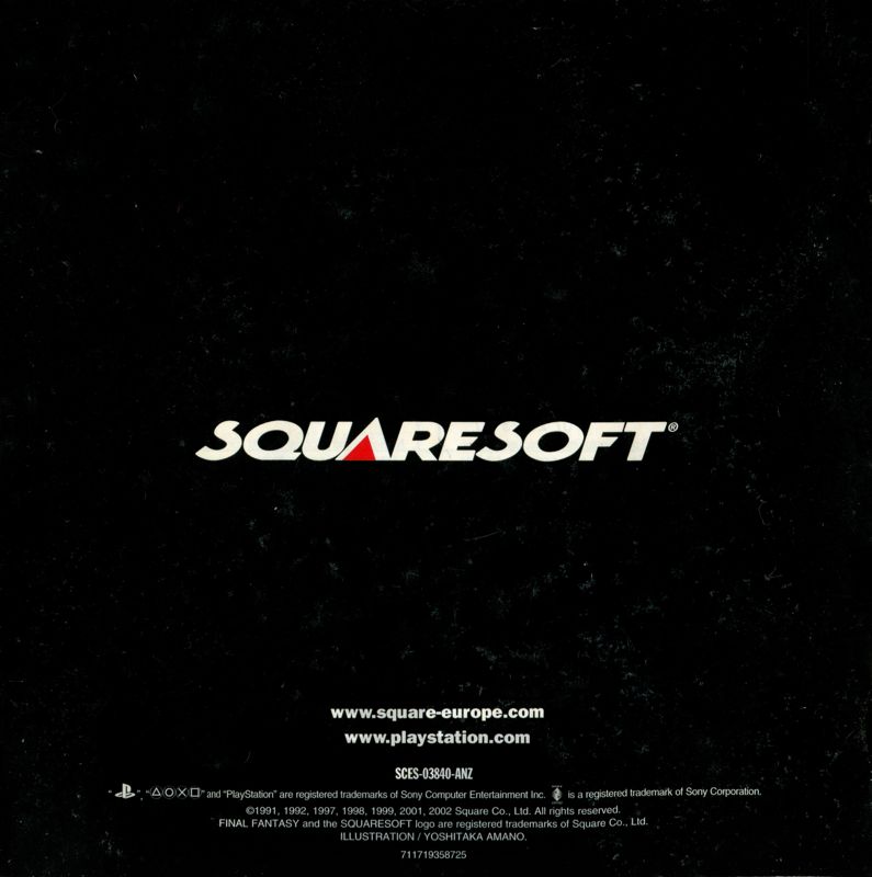 Manual for Final Fantasy: Anthology - European Edition (PlayStation): Back