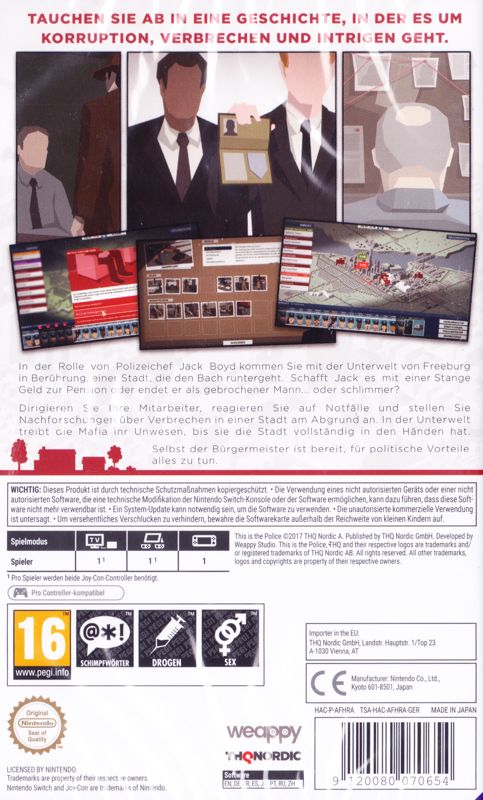 Back Cover for This Is the Police (Nintendo Switch)