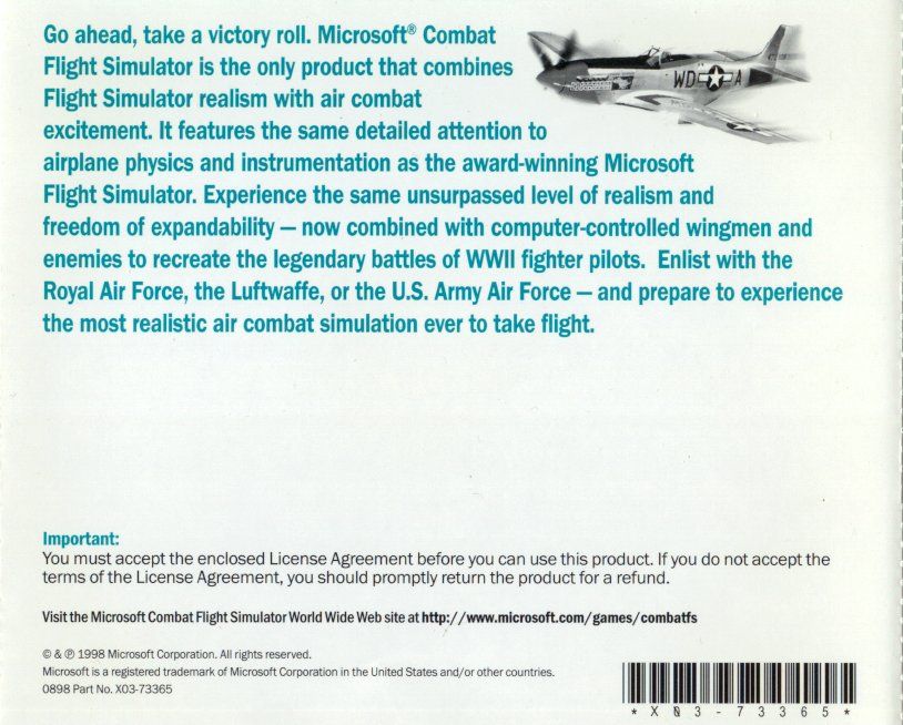 Back Cover for Microsoft Combat Flight Simulator: WWII Europe Series (Windows)