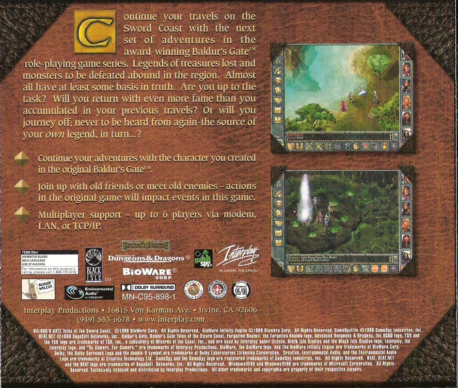 Other for Baldur's Gate: Tales of the Sword Coast (Windows): Jewel Case - Back