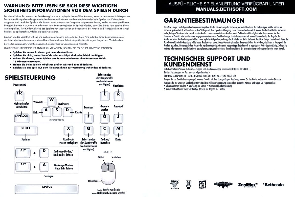 Inside Cover for Wolfenstein: The Two Pack (Windows) (original censored version)