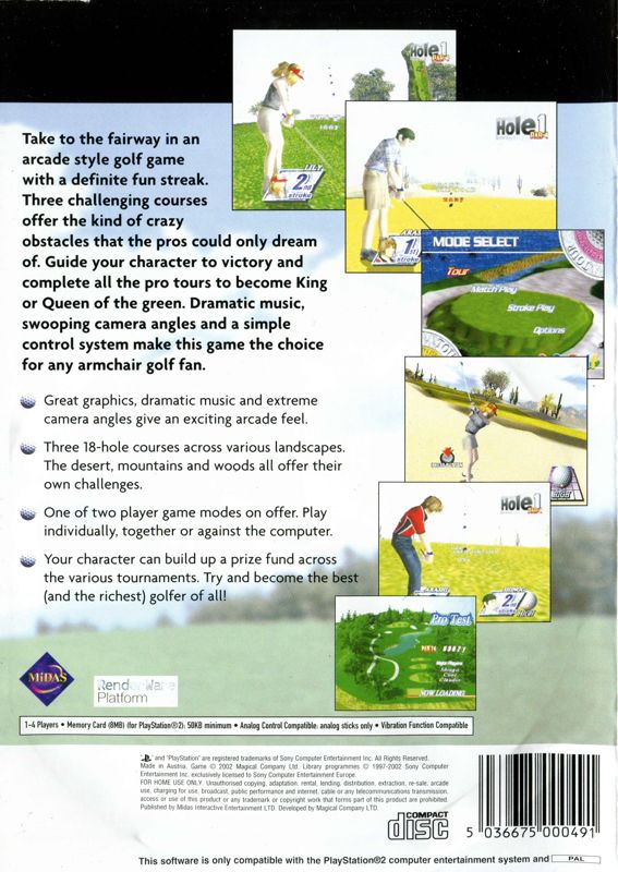 Back Cover for Go Go Golf (PlayStation 2)