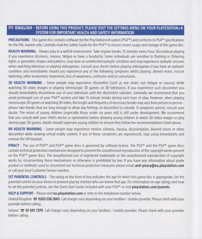 Inside Cover for Fade to Silence (PlayStation 4): Left